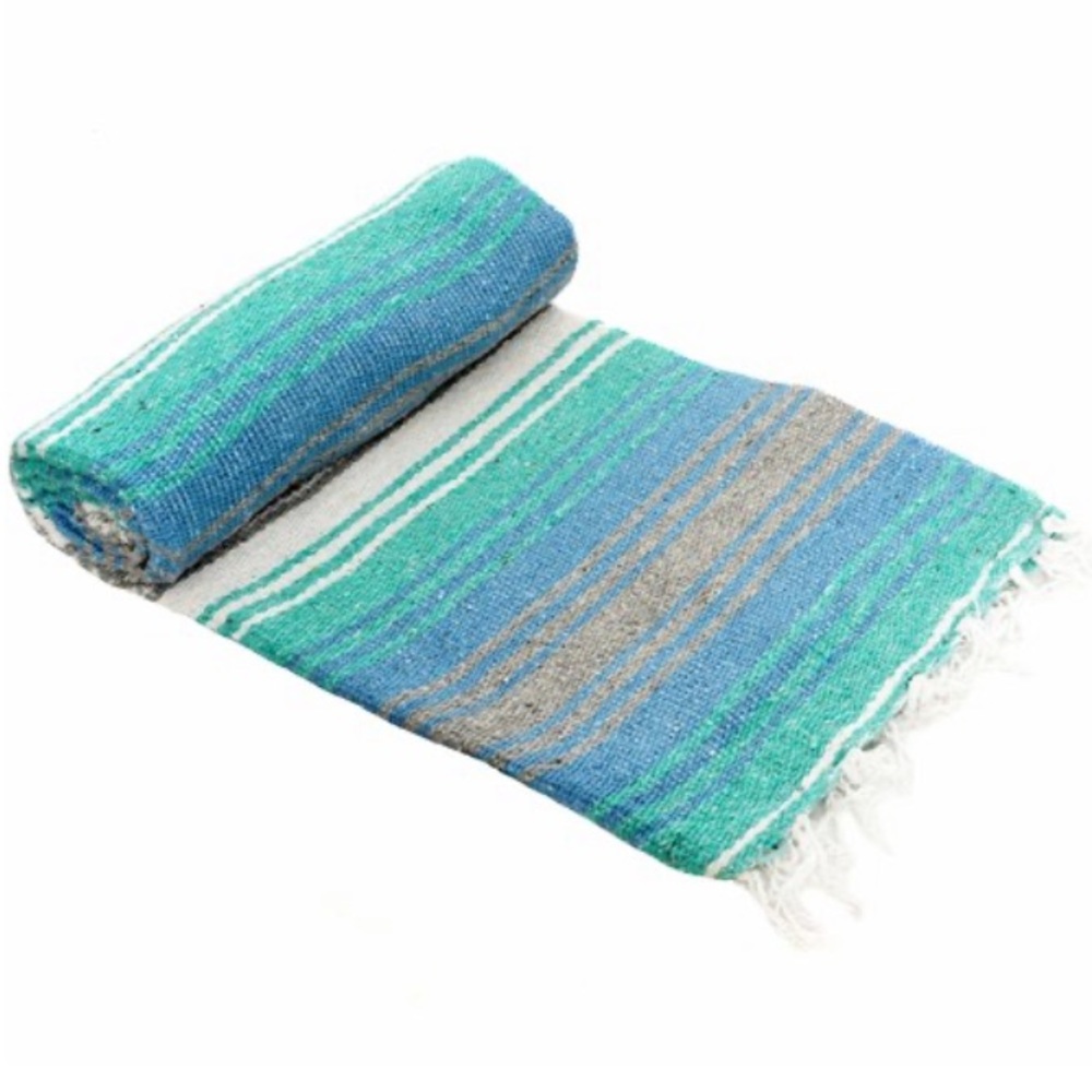 Light Blue, Mint Baja Beach/Festival/Yoga Blanket - Picture 3 of 8